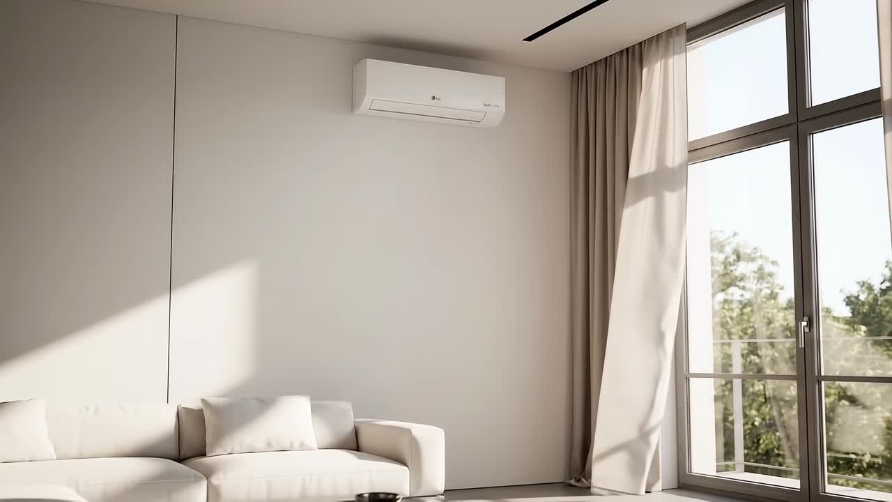 LG Innengerät an der Wohnzimmerwand