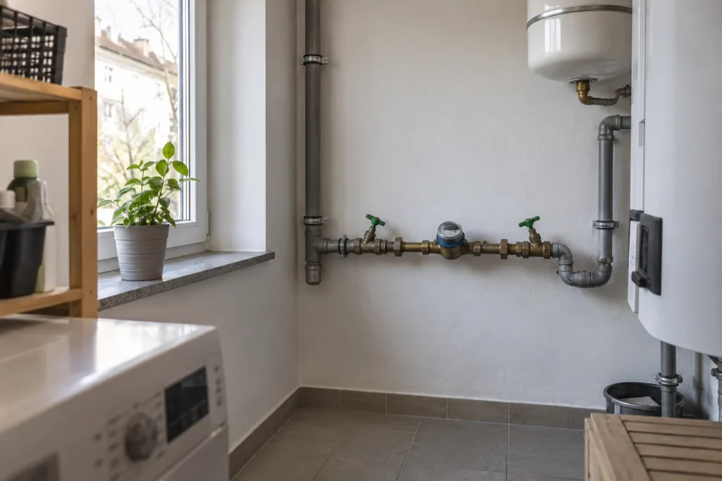 Hausanschlussraum mit zugänglicher Wasserzähleranlage